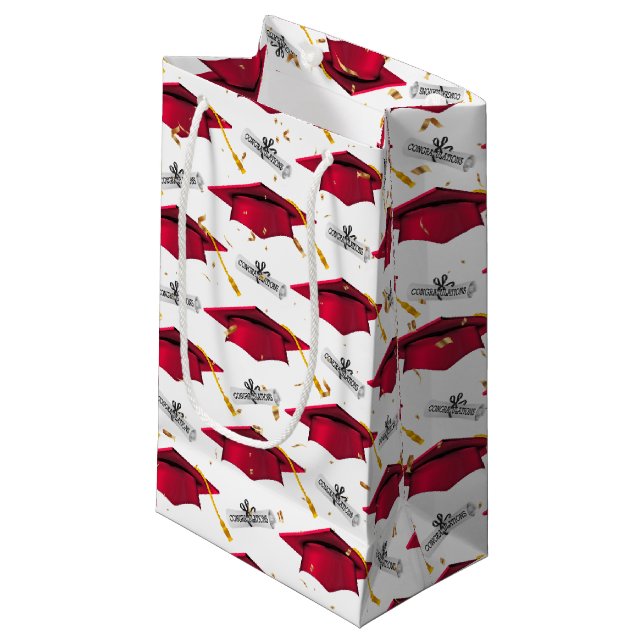 Bolsa De Regalo Pequeña Límites de graduación rojos con diplomas (Angulo Anverso)