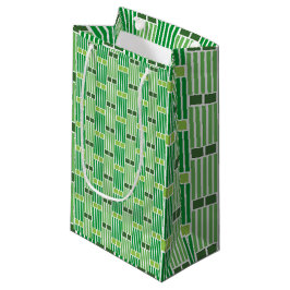 Bolsa De Regalo Pequeña Líneas verdes y cajas