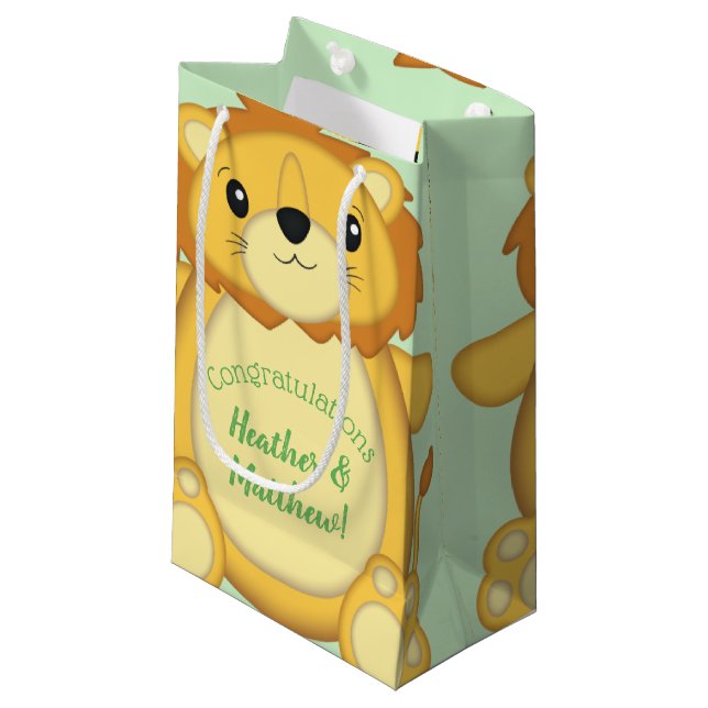 Bolsa De Regalo Pequeña Lion Baby Shower Green (Angulo Anverso)