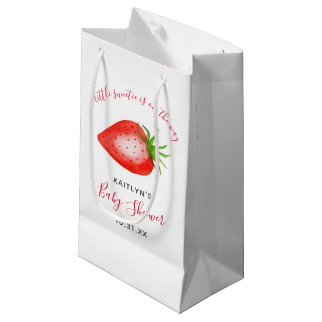 Bolsa De Regalo Pequeña Little Sweetie Strawberry Baby Shower (Angulo Anverso)
