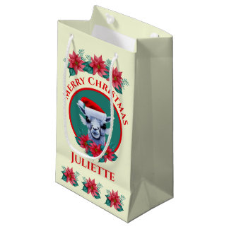 Bolsa De Regalo Pequeña Llama A navidades Y Corona Con Texto Pequeño Ba De
