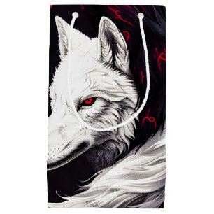 Bolsa De Regalo Pequeña Lobo blanco rojo de la luna