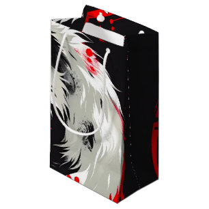 Bolsa De Regalo Pequeña Lobo blanco rojo lunar