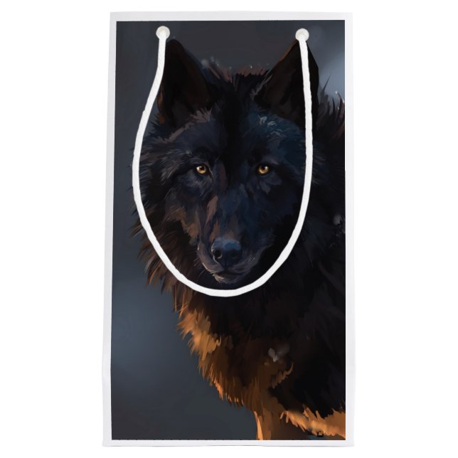 Bolsa De Regalo Pequeña Lobo negro (Anverso)