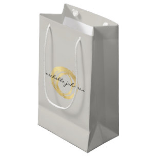 Bolsa De Regalo Pequeña Logo de diseñador de círculo pintado de falso oro 