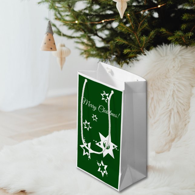 Bolsa De Regalo Pequeña Logo del Servicio de asistencia al jardín de White (White Stars Lawn Care Service Logo Merry Christmas Small Gift Bag)