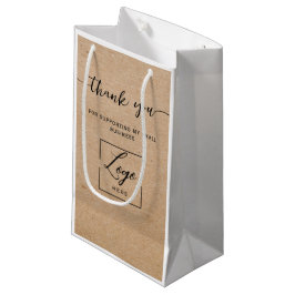 Bolsa De Regalo Pequeña Logo rústico Kraft Hecho a mano con amor gracias