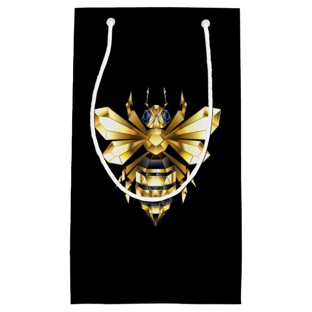 Bolsa De Regalo Pequeña Logotipo de abeja poligonal de lámina de oro falso (Anverso)