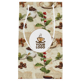 Bolsa De Regalo Pequeña Logotipo de la tienda de patrón de taza y granos d