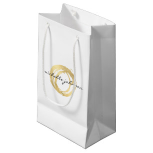 Bolsa De Regalo Pequeña Logotipo del Diseñador de Círculo Pintado de Lujo 