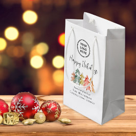 Bolsa De Regalo Pequeña Logotipo empresarial Felices Fiestas Navidad