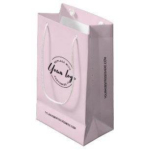 Bolsa De Regalo Pequeña Logotipo personalizable y sitio web Empresa Rosa