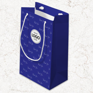 Bolsa De Regalo Pequeña Logotipo personalizado agradecimiento patrón azul