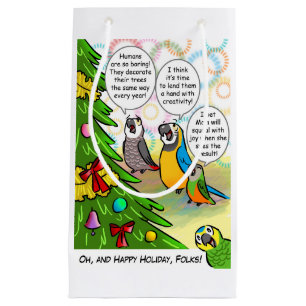 Bolsa De Regalo Pequeña Loros y árbol de navidad