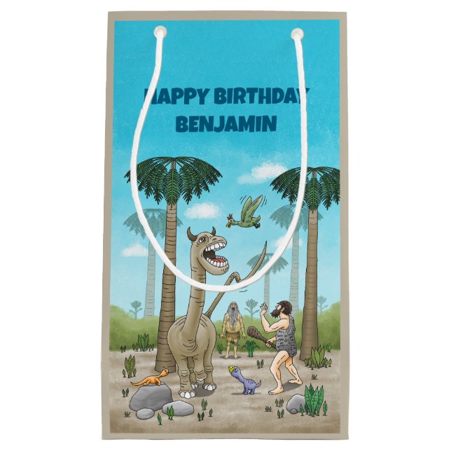 Bolsa De Regalo Pequeña Los dinosaurios se encuentran con la edad de piedr (Anverso)