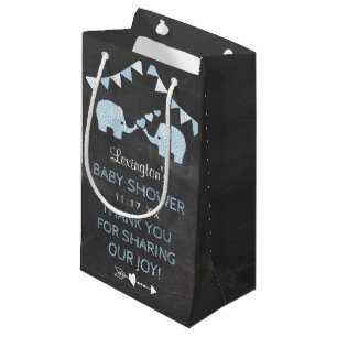 Bolsa De Regalo Pequeña Los elefantes azules Baby Shower de los muchachos