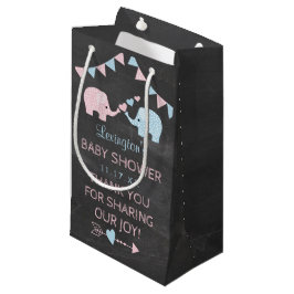 Bolsa De Regalo Pequeña Los elefantes gemelos Baby Shower del chica y del