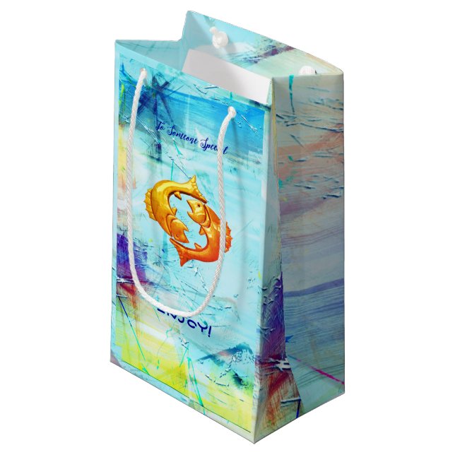 Bolsa De Regalo Pequeña Los Peces Piscis  (Angulo Anverso)