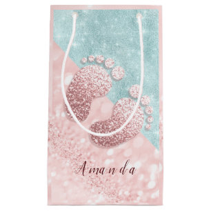 Bolsa De Regalo Pequeña Los pies conocidos del bebé subió el azul rosado