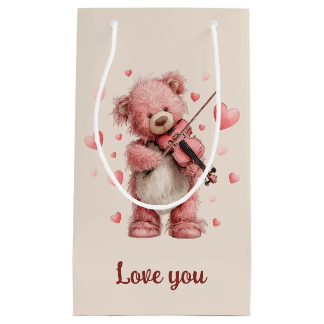 Bolsa De Regalo Pequeña Love You Teddy with Violin (Anverso)