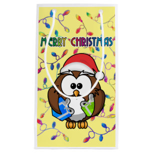Bolsa De Regalo Pequeña Luces de búho y Navidades de Santa María