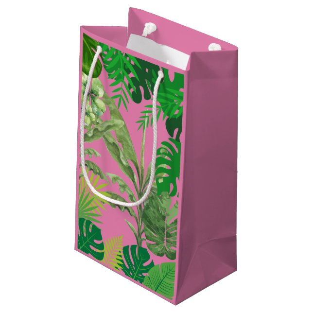 Bolsa De Regalo Pequeña Lujoso Tropical Moderno Boutique & Salon Pink (Angulo reverso)