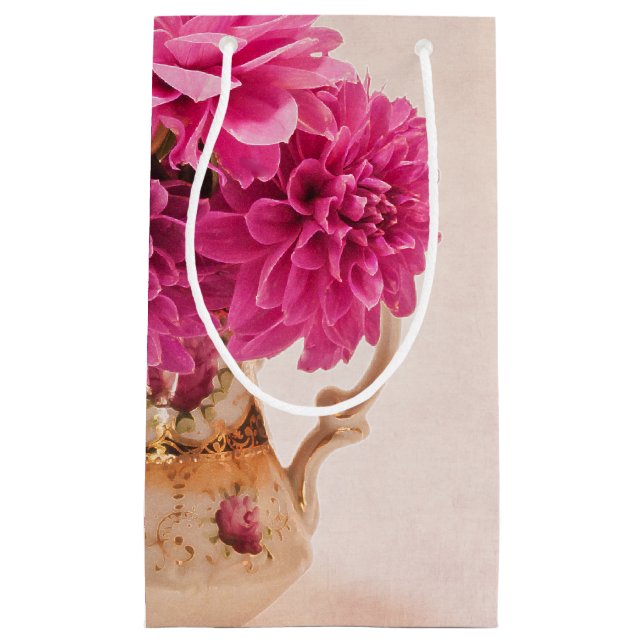 Bolsa De Regalo Pequeña Magenta Dahlias (Anverso)