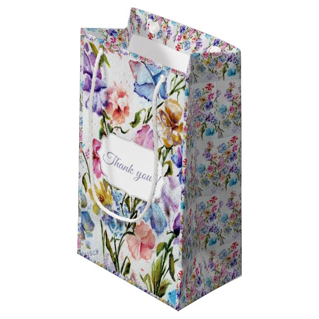 Bolsa De Regalo Pequeña Magnífico Floral caprichosa (Angulo Anverso)
