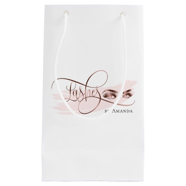 Bolsa De Regalo Pequeña Makeup Eyebrow Eyes Lashes Rosa Gold (Anverso)