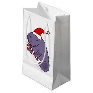 Bolsa De Regalo Pequeña Manatee divertido en dibujo animado del navidad