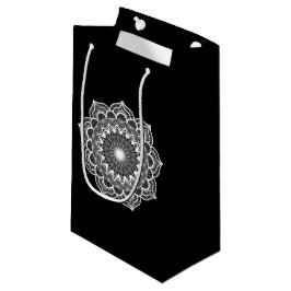 Bolsa De Regalo Pequeña Mandala Blanco sobre Fondo Negro