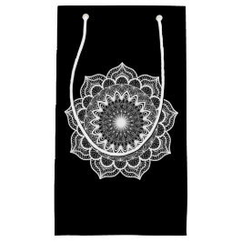Bolsa De Regalo Pequeña Mandalá blanco sobre fondo negro