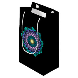 Bolsa De Regalo Pequeña Mandalá Colorido sobre Fondo Negro