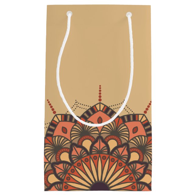Bolsa De Regalo Pequeña Mandala marrón contemporánea (Anverso)