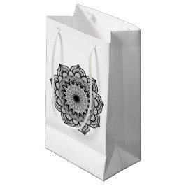 Bolsa De Regalo Pequeña Mandalá negro sobre fondo blanco