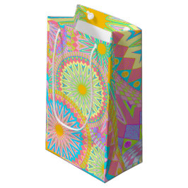Bolsa De Regalo Pequeña Mándala superpuesto rosa azul amarillo menta púrpu