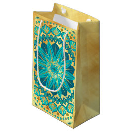 Bolsa De Regalo Pequeña Mandalala Flor de Oro Azul