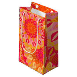 Bolsa De Regalo Pequeña Mandalas superpuestos naranja rosa amarillo