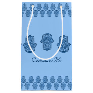 Bolsa De Regalo Pequeña Mano de la alheña de Hamsa (azul)