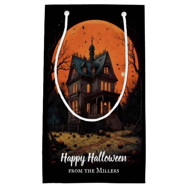 Bolsa De Regalo Pequeña Mansión de Hauned Feliz Halloween (Anverso)