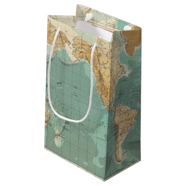 Bolsa De Regalo Pequeña Mapa bathyorographical del mundo (Angulo reverso)