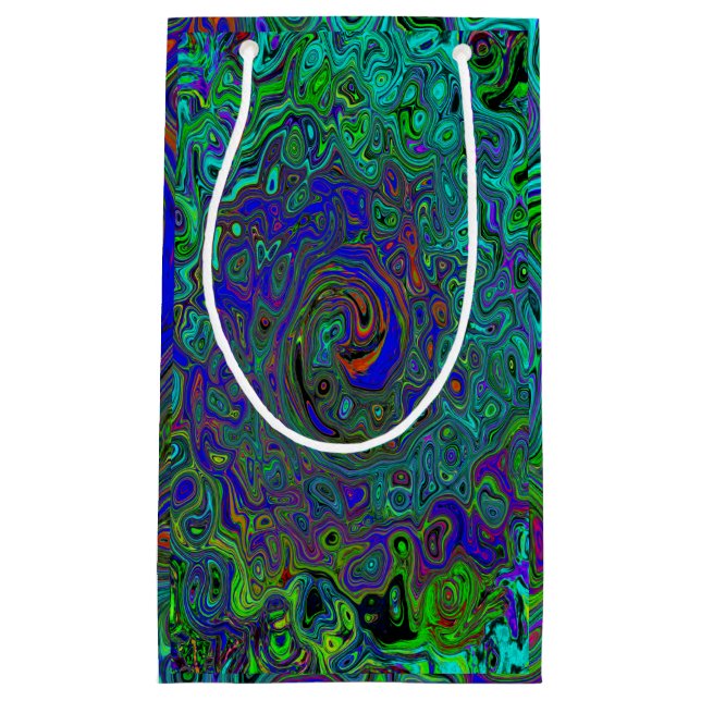 Bolsa De Regalo Pequeña Marble azul y acuamarina Resumen Swirte retro (Anverso)