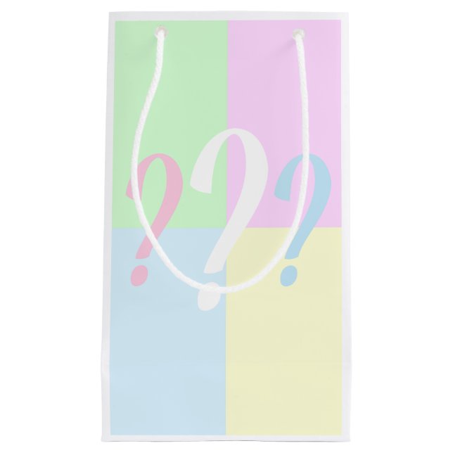 Bolsa De Regalo Pequeña Marca de interrogación de revelación de género (Anverso)