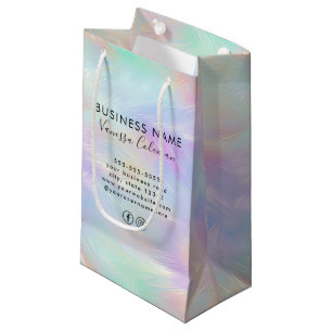 Bolsa De Regalo Pequeña Marca Profesional Minimal Script Ópalo Iridescente