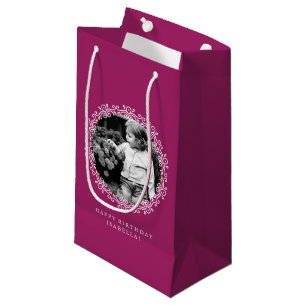 Bolsa De Regalo Pequeña Marco de Foto Remolinos Elegantes de Frambuesa