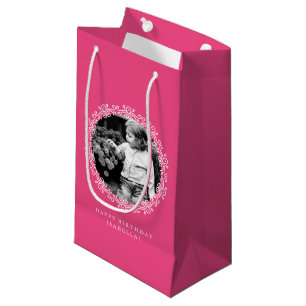 Bolsa De Regalo Pequeña Marco fotográfico de natación brillante rosa calie