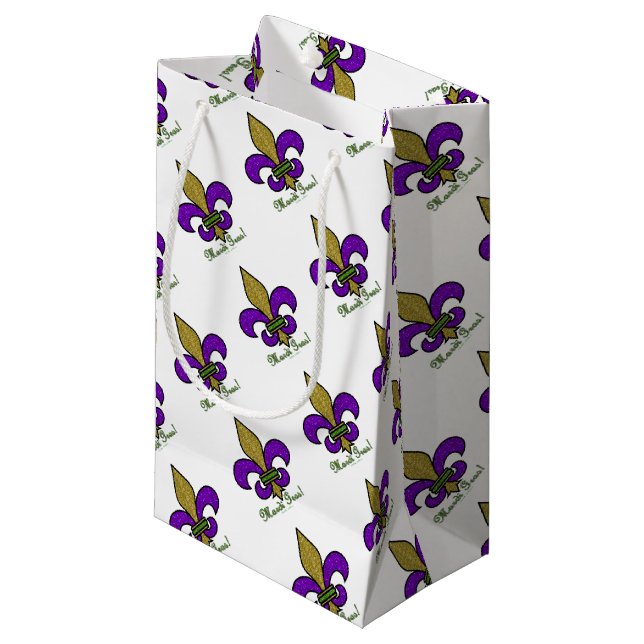 Bolsa De Regalo Pequeña Mardi Gras Fleur De Lis (Angulo Anverso)