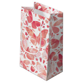 Bolsa De Regalo Pequeña Mariposas Acuarela Coral Rosa