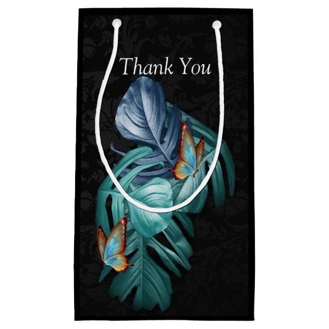 Bolsa De Regalo Pequeña Mariposas de paraídas/salpicaduras de turquesa tro (Anverso)