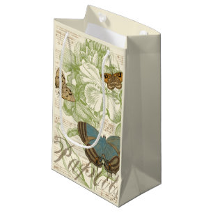 Bolsa De Regalo Pequeña Mariposas en partitura con diseño floral